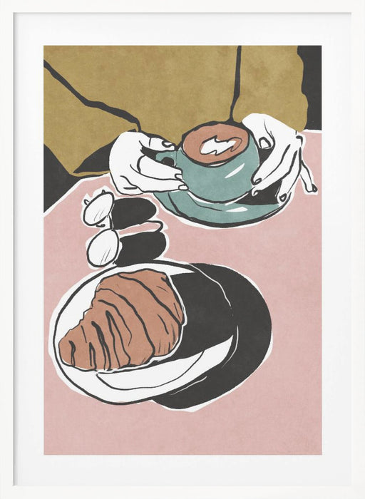 Croissant et café au lait Framed Art Wall Decor