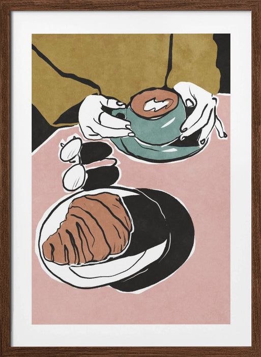 Croissant et café au lait Framed Art Wall Decor