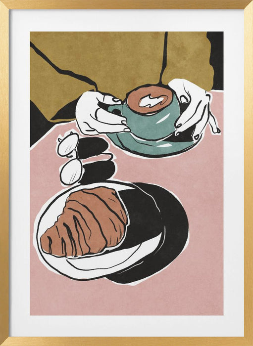 Croissant et café au lait Framed Art Wall Decor