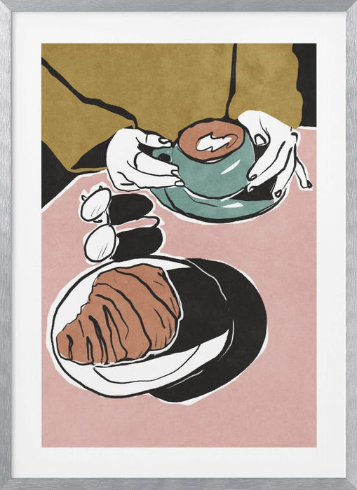 Croissant et café au lait Framed Art Wall Decor