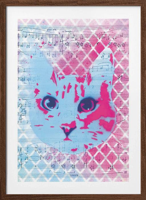 Musical Cat Framed Art Modern Wall Decor