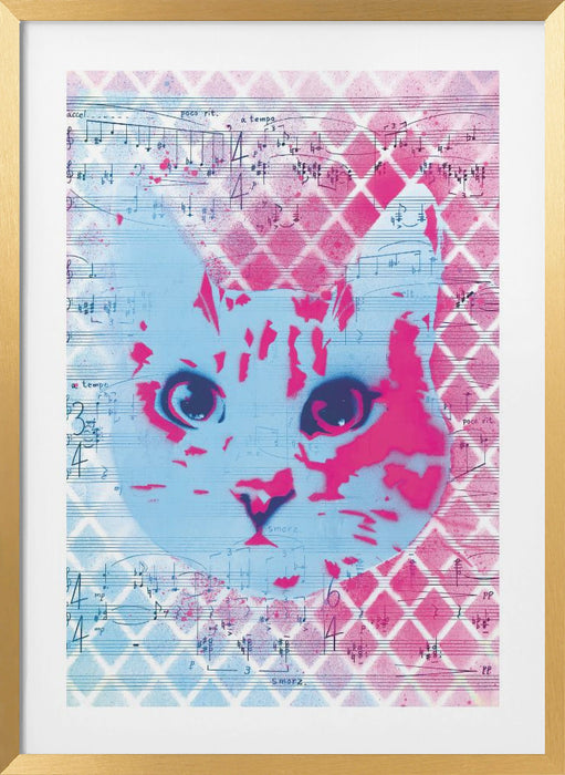 Musical Cat Framed Art Modern Wall Decor