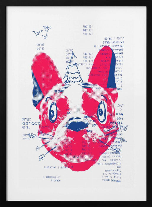 Absurd French Bulldog with a Tree Framed Art Modern Wall Decor