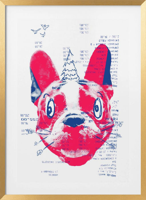 Absurd French Bulldog with a Tree Framed Art Modern Wall Decor