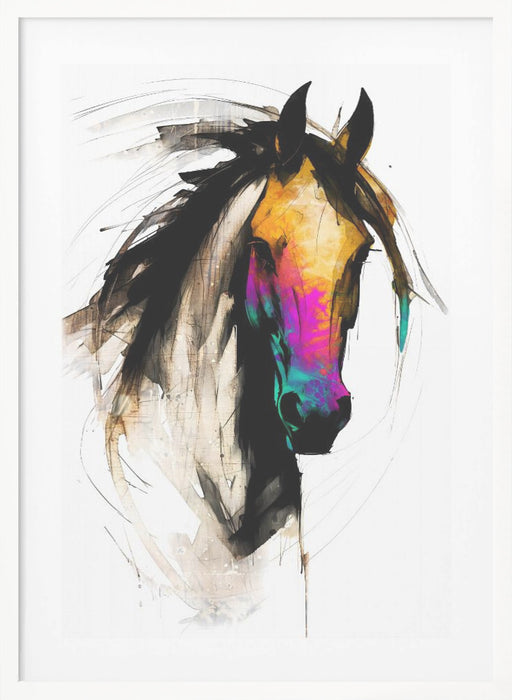 Horse Wild Tribal Illustration Art 01 Framed Art Modern Wall Decor