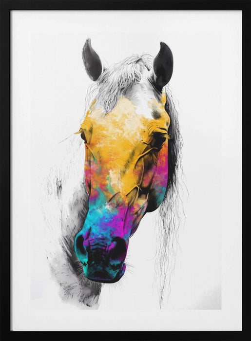 Horse Wild Tribal Illustration Art 08 Framed Art Wall Decor