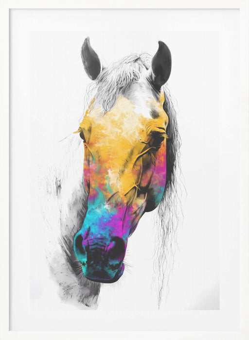 Horse Wild Tribal Illustration Art 08 Framed Art Wall Decor