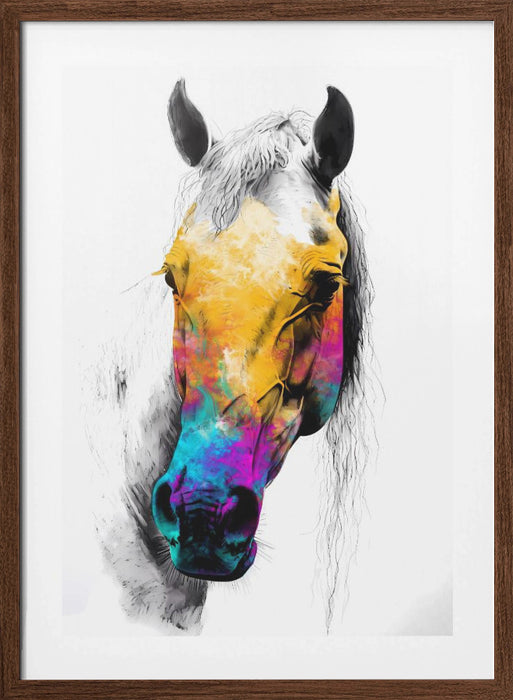 Horse Wild Tribal Illustration Art 08 Framed Art Wall Decor