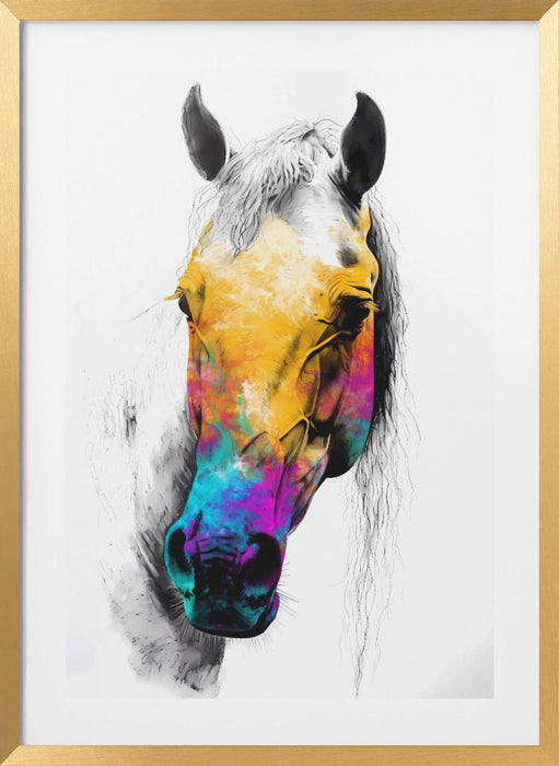 Horse Wild Tribal Illustration Art 08 Framed Art Wall Decor