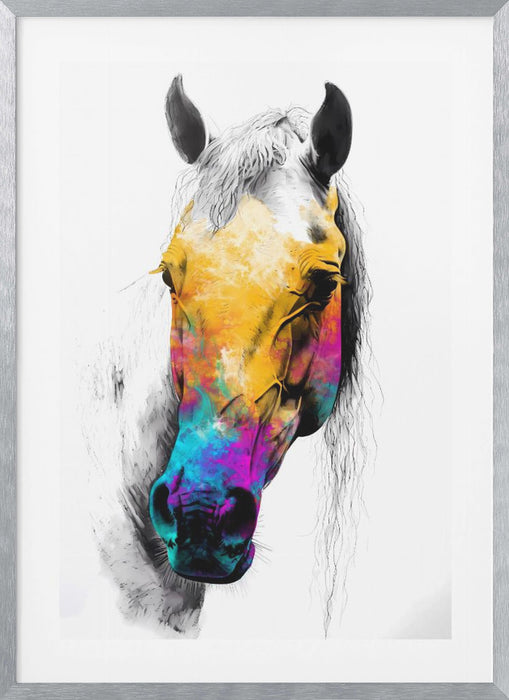 Horse Wild Tribal Illustration Art 08 Framed Art Wall Decor