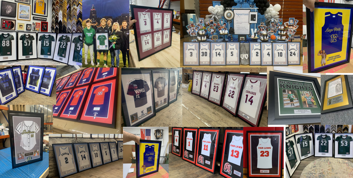 a collage of photos of sports memorabilia