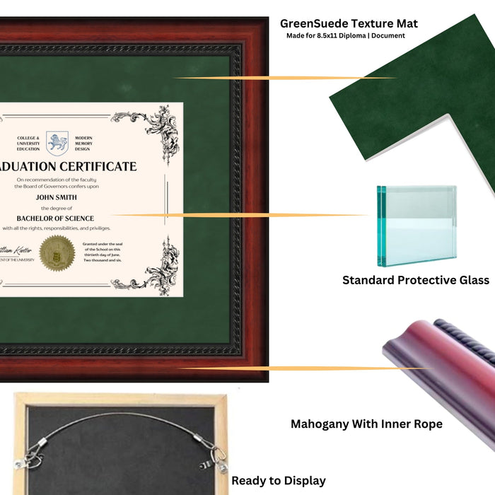 University of Alabama at Birmingham Diploma Frame 8.5x11 Certificate Green