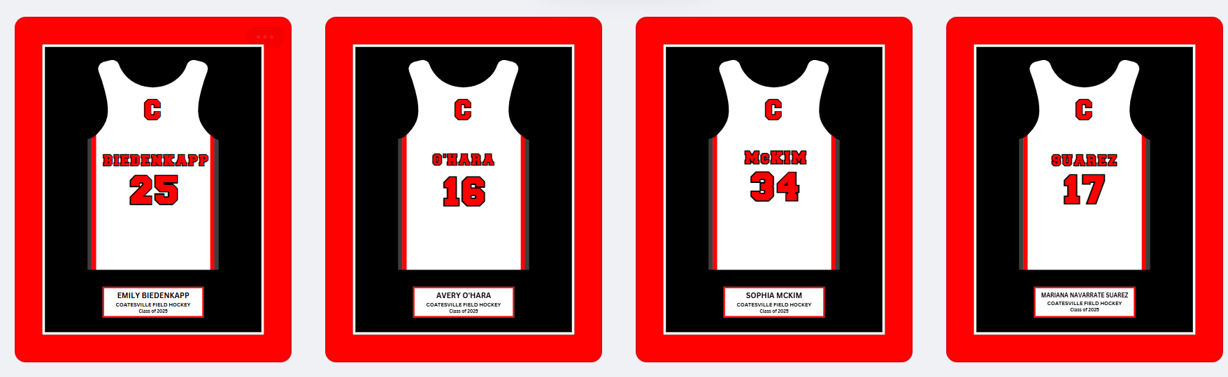 Coatesville Area Senior High - 4 frames Field Hockey 20x24 jersey frame print