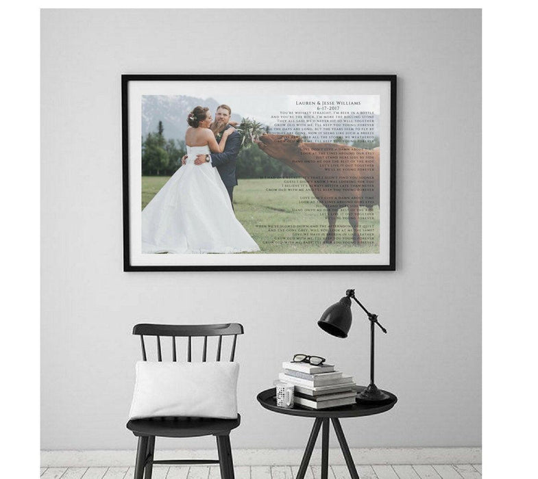 Anniversary Gift first dance Song Lyrics print custom personalized framed wall art - Modern Memory Design Picture frames - New Jersey Frame shop custom framing