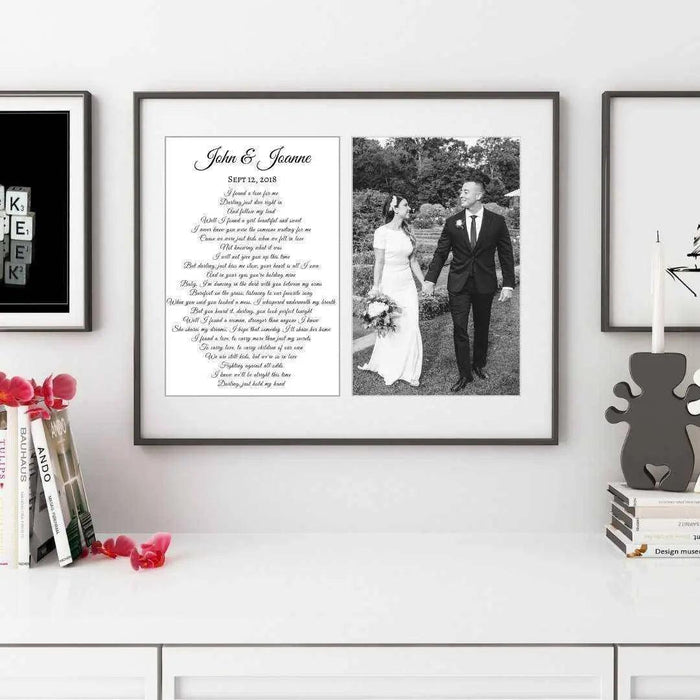 Anniversary gift personalized framed photograph first dance song lyric Picture Frame Store New Jersey