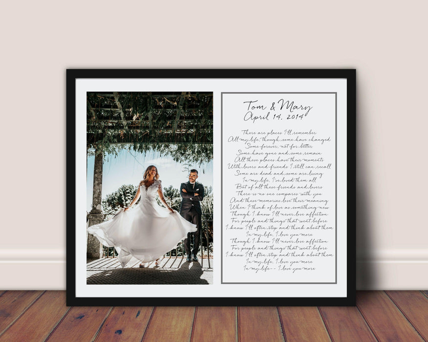 Anniversary gift song lyric first dance framed Wall art - Modern Memory Design Picture frames - New Jersey Frame shop custom framing