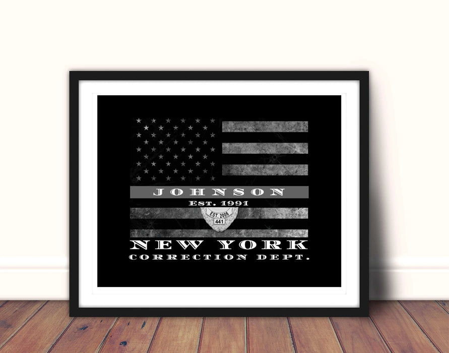 Correctional Officer Thin Gray Line Flag Framed Picture Frame Store New Jersey