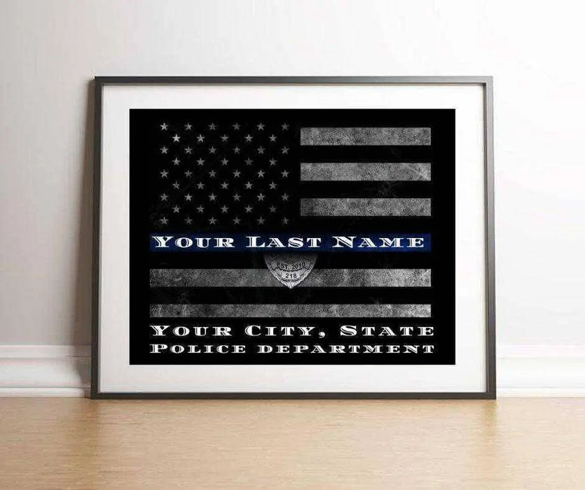 Thin red line flag custom made for firefighter home Picture Frame Store New Jersey