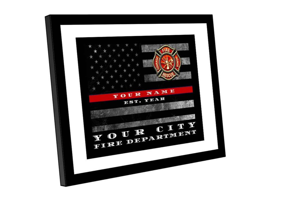 Thin red line flag custom made for firefighter home Picture Frame Store New Jersey