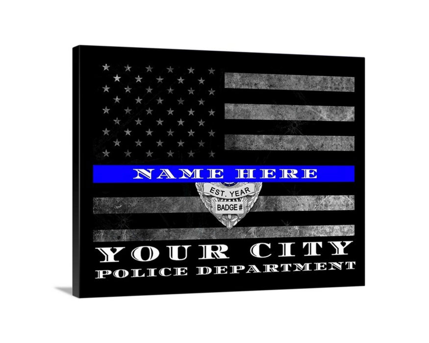 Atlanta Police Officer Thin blue Line Flag Gift Art - Modern Memory Design Picture frames - New Jersey Frame shop custom framing