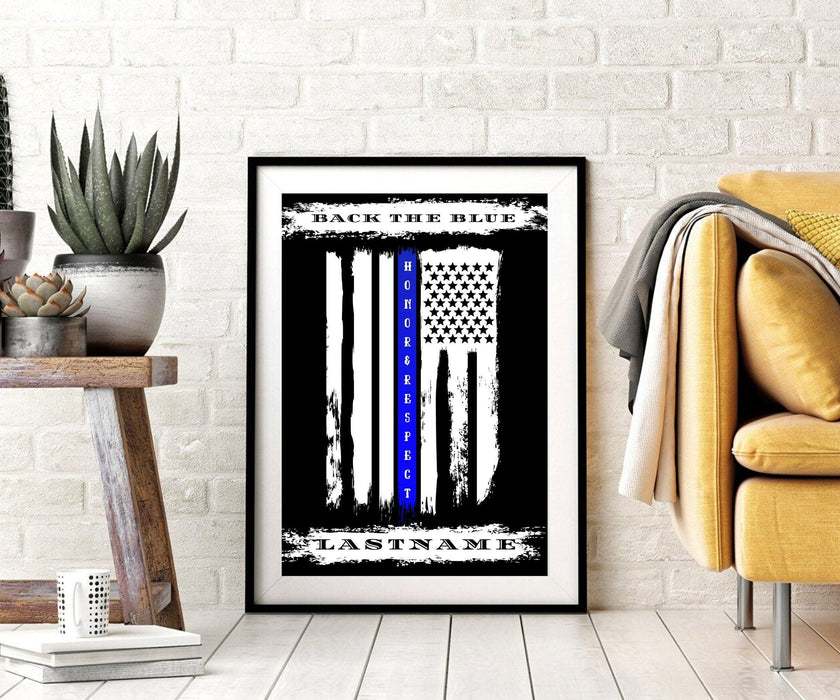 Back the blue Police officer Thin Blue line art Art - Modern Memory Design Picture frames - New Jersey Frame shop custom framing