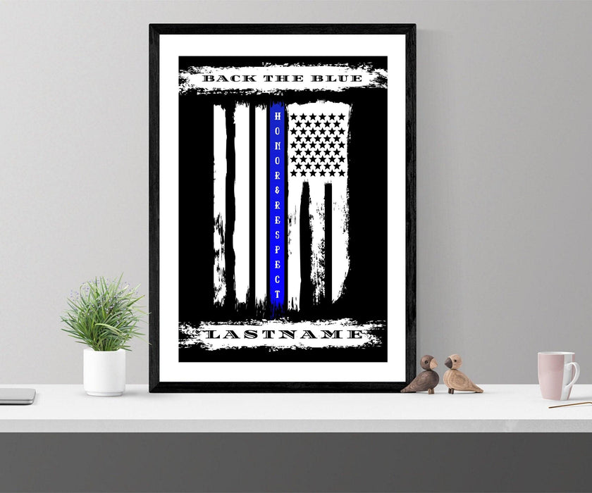 Back the blue Police officer Thin Blue line art Art - Modern Memory Design Picture frames - New Jersey Frame shop custom framing