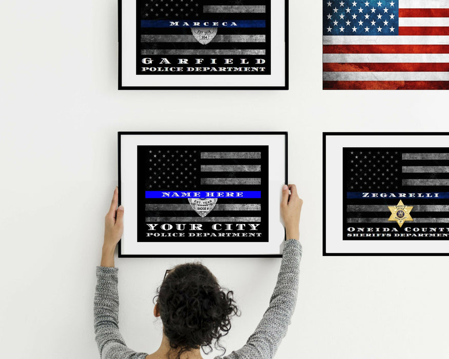 Baltimore County Police Officer Thin blue Line Flag Gift Art - Modern Memory Design Picture frames - New Jersey Frame shop custom framing