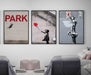 Banksy Canvas Prints and black Framed Wal Art Prints set of 3 - Modern Memory Design Picture frames - New Jersey Frame shop custom framing