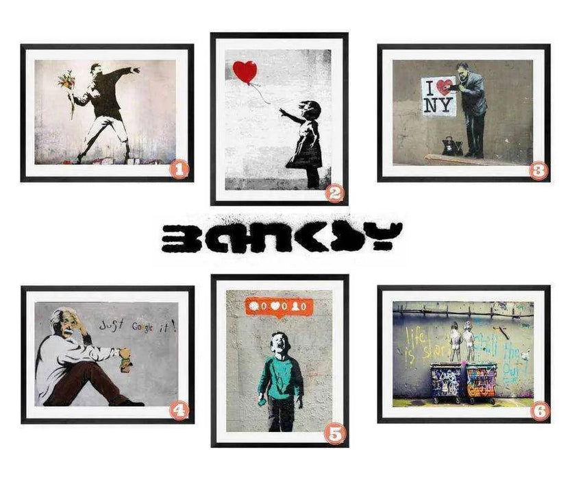 Banksy Graffiti street art collection set of 6 Picture Frame Store New Jersey