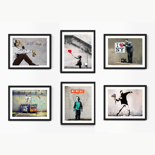 Banksy Graffiti Street art collection set of 6 art print - Modern Memory Design Picture frames - New Jersey Frame shop custom framing