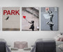 Banksy Graffiti Street Art Framed  Canvas Set of 3 Picture Frame Store New Jersey