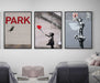 Banksy Graffiti Street Art Framed  Canvas Set of 3 Picture Frame Store New Jersey