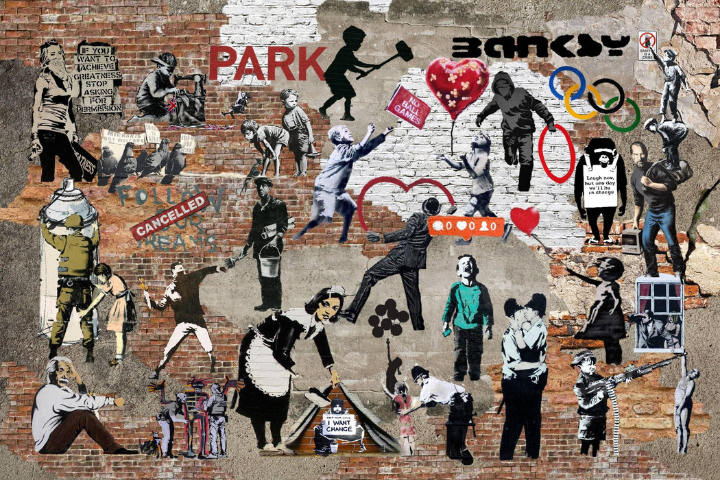 Banksy Mural Graffiti Street Art Collage - Modern Memory Design Picture frames - New Jersey Frame shop custom framing