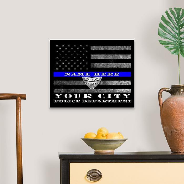 Birmingham Police Officer Thin blue Line Flag Gift Art - Modern Memory Design Picture frames - New Jersey Frame shop custom framing