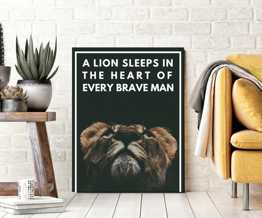 Brave Lion Canvas Print Motivational Art Print Artwork - Modern Memory Design Picture frames - New Jersey Frame shop custom framing