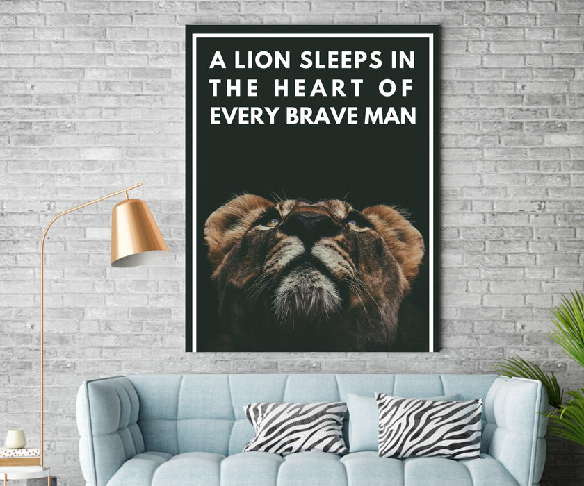 Brave Lion Canvas Print Motivational Art Print Artwork - Modern Memory Design Picture frames - New Jersey Frame shop custom framing