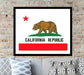 California bear flag wall art print picture frame