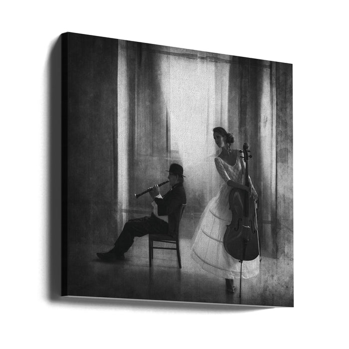 Pause for cello Square Canvas Art Print