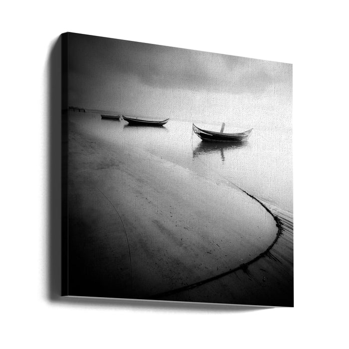 Calm Lake Boats Marco Faria Square Canvas Art Print