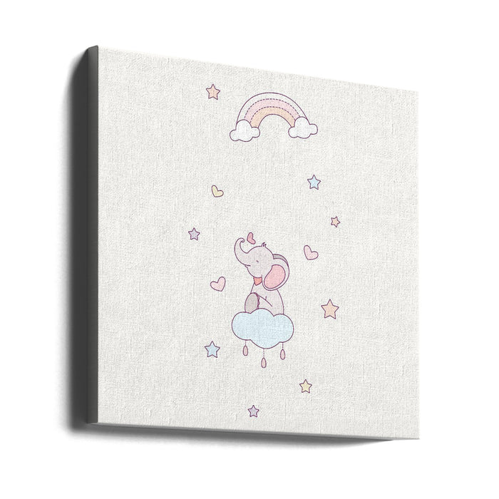 Little Elephant Square Canvas Art