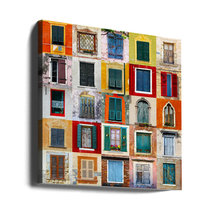 Twenty Five Windows Square Canvas Art Print