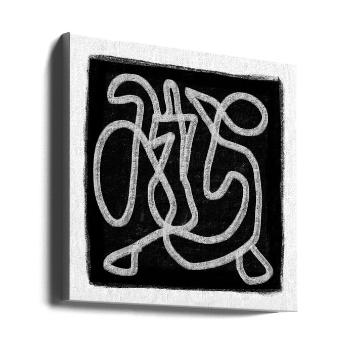 Black Scribble 3 Square Canvas Art