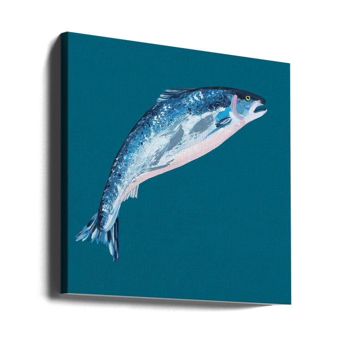 Leaping Salmon Square Canvas Art Print