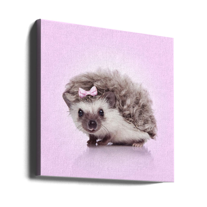 Curvy Hedgehog Square Canvas Art Print