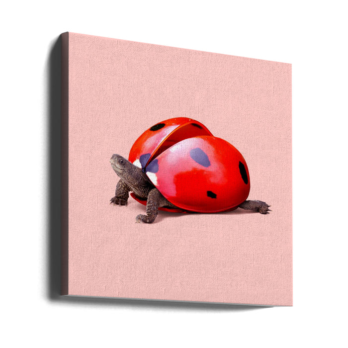 Ladybug Turtle Square Canvas Art Print