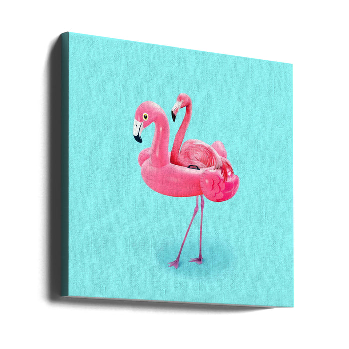 Flamingo on Resort Square Canvas Art Print