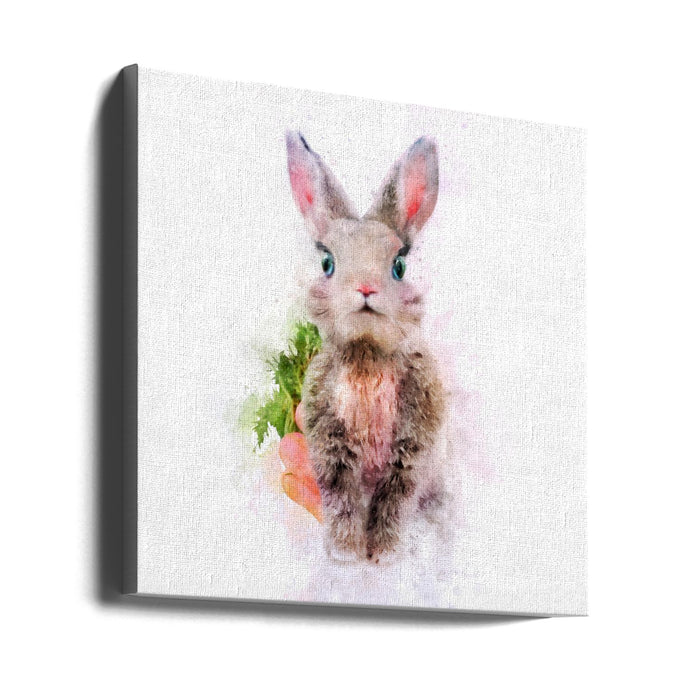 Baby Rabbit Square Canvas Art Print