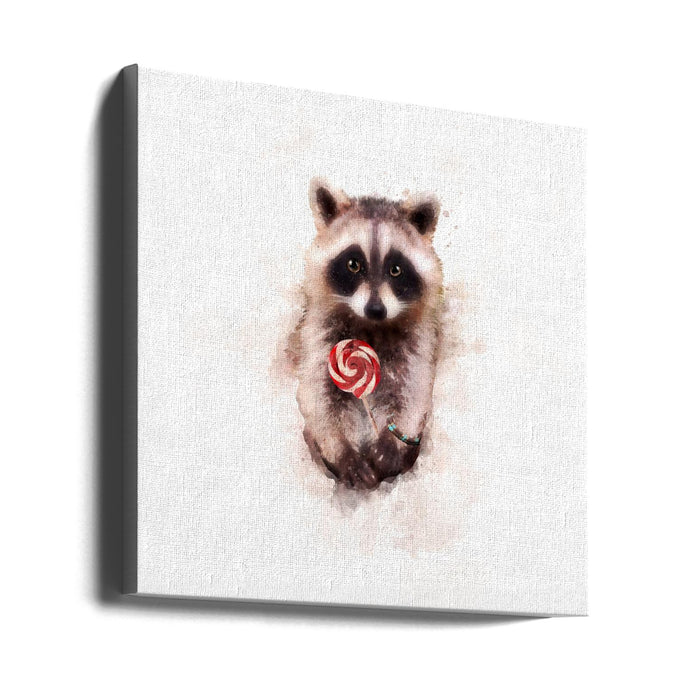 Baby Racoon Square Canvas Art Print