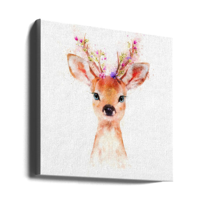 Baby Deer Square Canvas Art Print