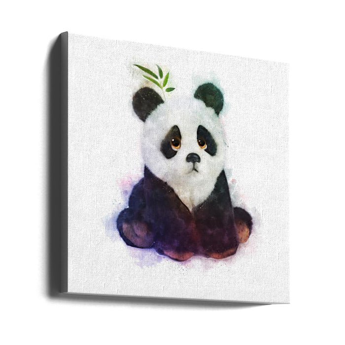 Baby Panda Square Canvas Art Print